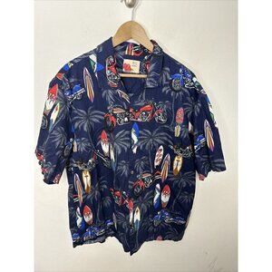 Vintage Ali’i Fashions Men L Biker Surfing Hawaiian Shirt Short Sleeve